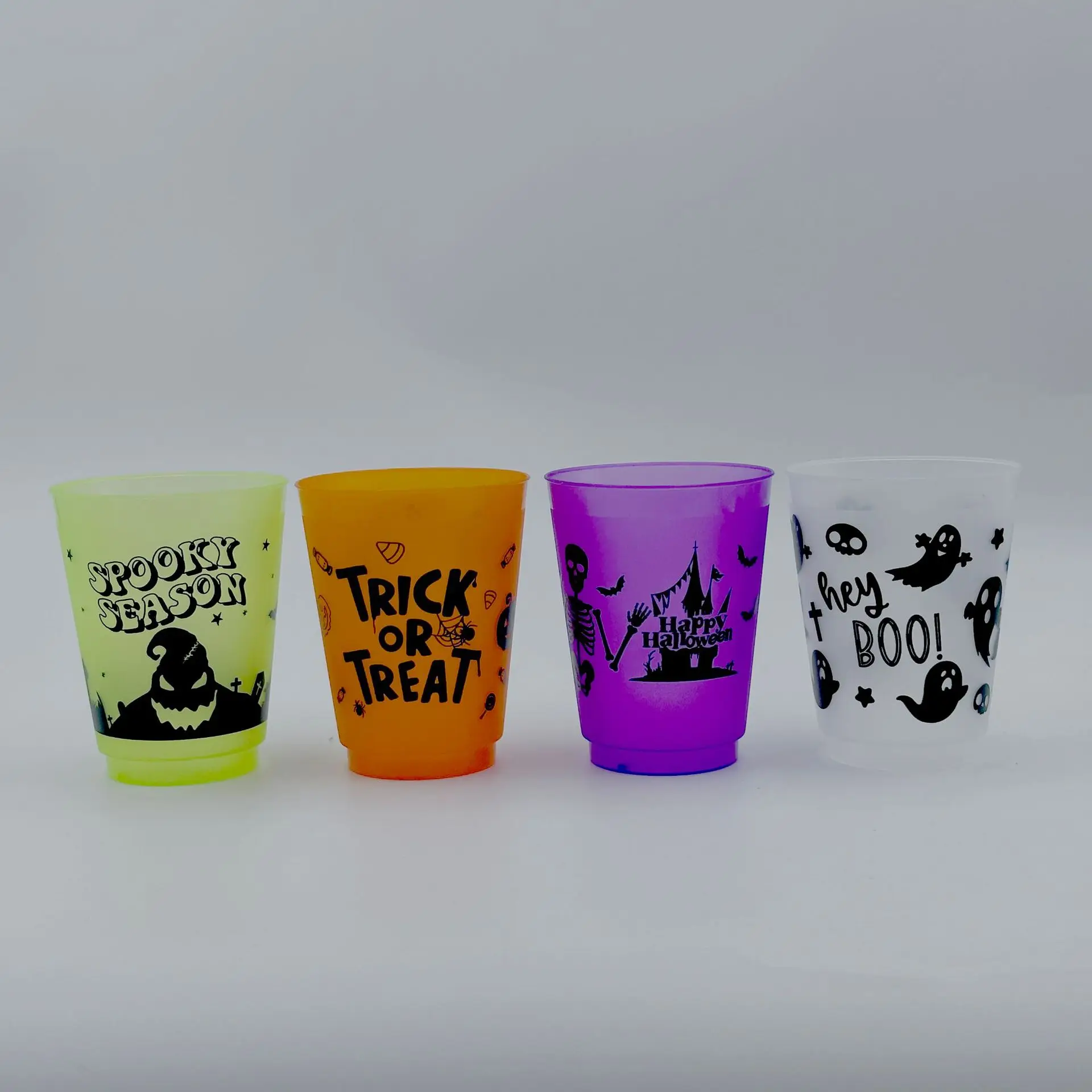 5Pcs Halloween Theme Ghost Skull Pumpkin Plastic Cup Trick or Treat Juice Wine Drinking for Halloween Birthday Party Decoration