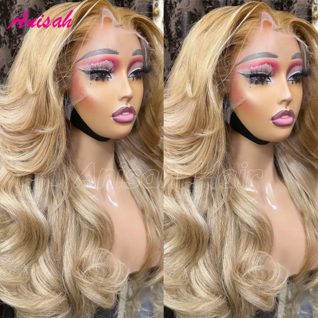 100% Virgin Hair Ombre Blonde Highligh 13x4 Lace Frontal Human Hair Wig Blonde Colored 5x5 Glueless Closure Human Hair Wigs