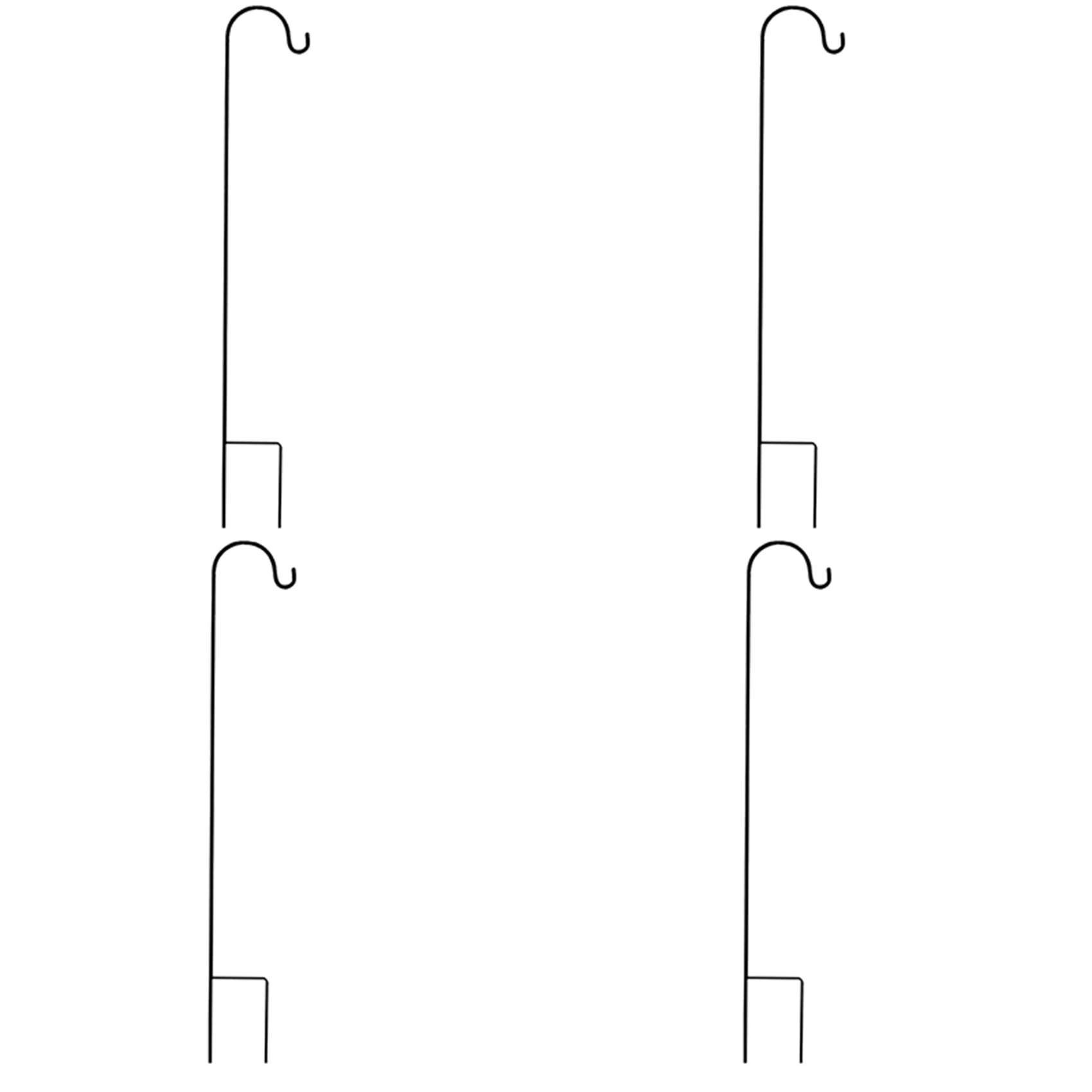 B03C-4X Shepherd Hooks Rust Resistant Garden Stake Outdoor Metal Plant Stand Hanger Bird Feeder Pole 80.5X10x1cm
