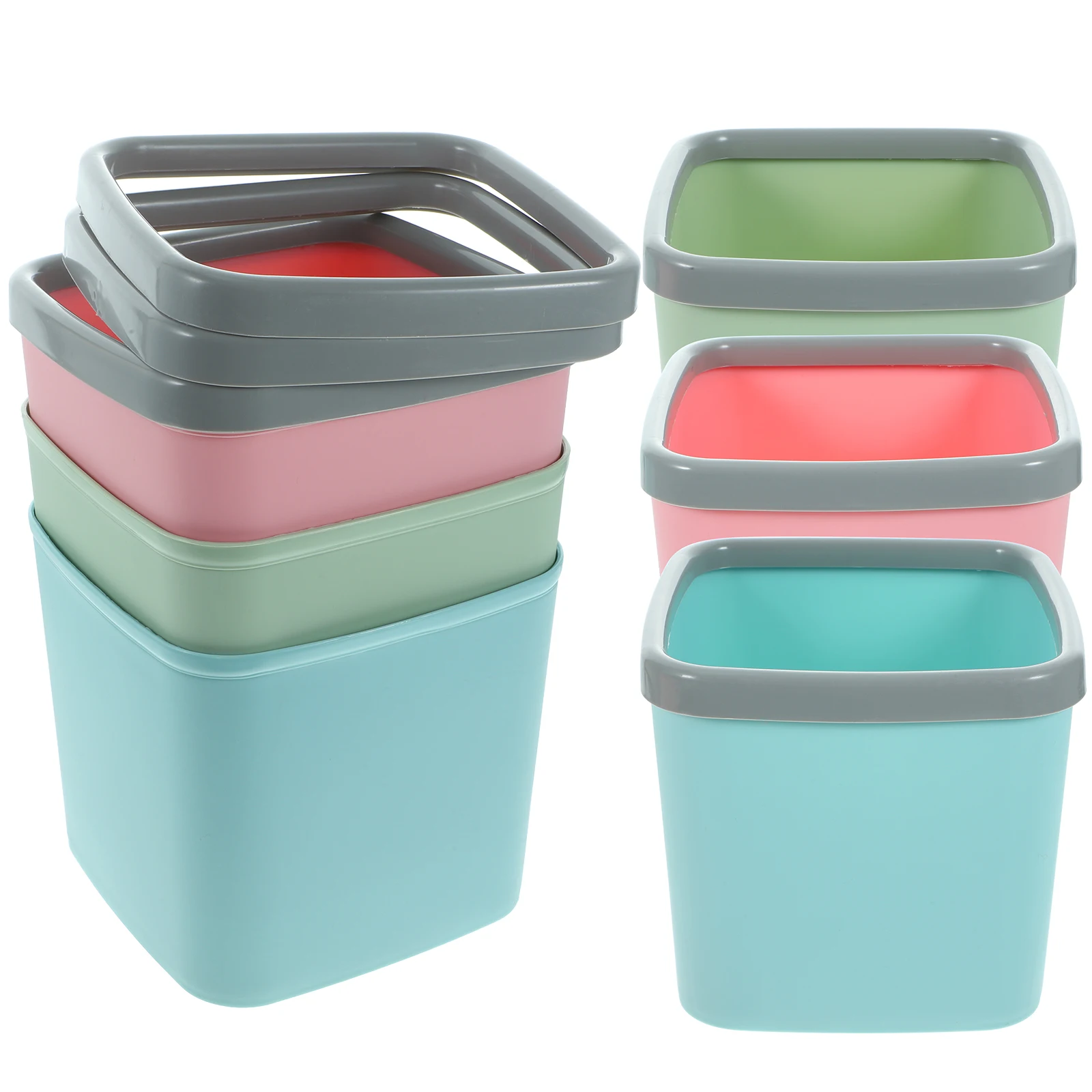 

6pcs Small Garbage Can Trash Storage Box Desktop Trashcan For Office Kitchen Bedroom Cute Mini Trash Bins Plastic Waste