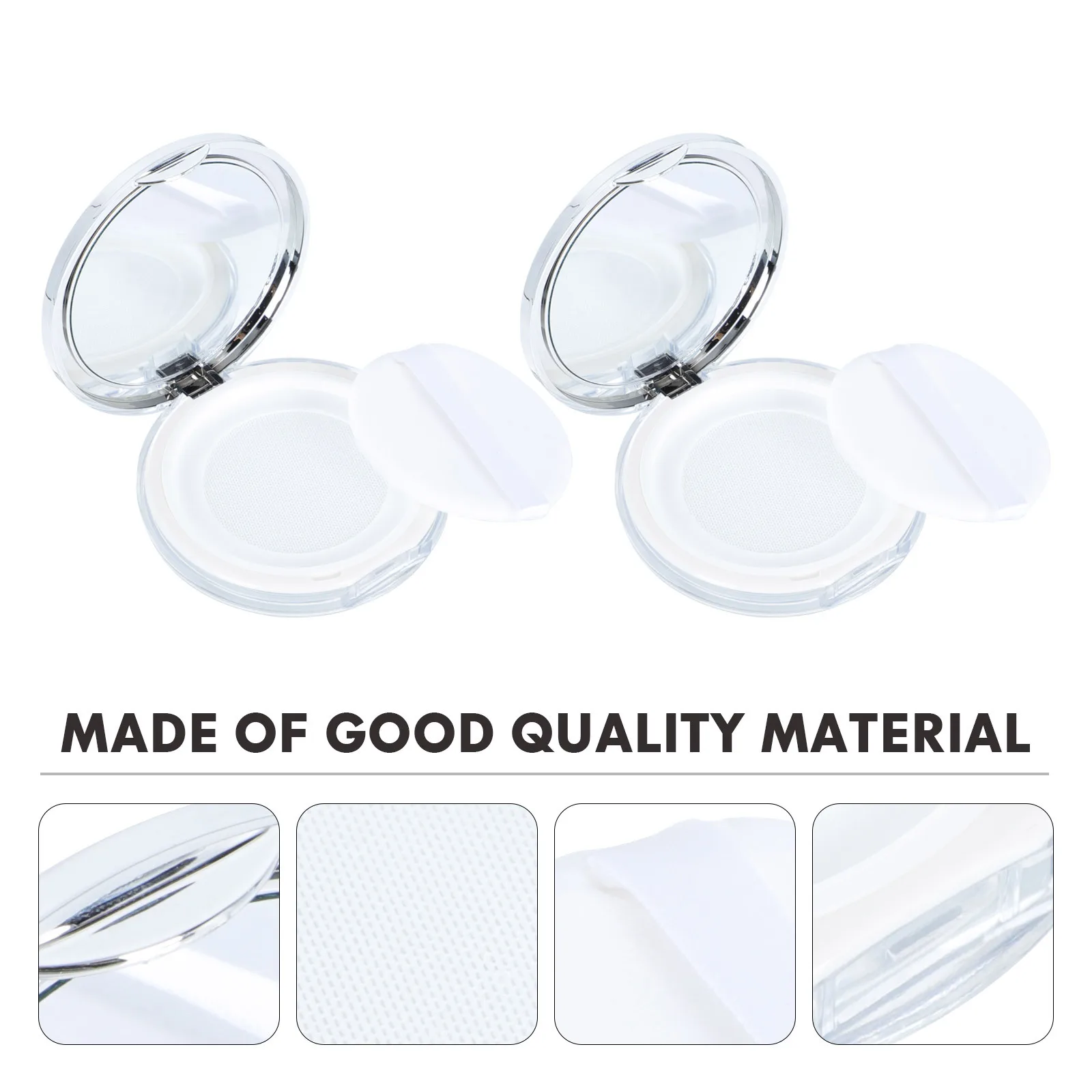 

2pcs Loose Powder Box Compact Portable Refillable Empty Case For Makeup Storage Flip-Type Mesh Design Lightweight