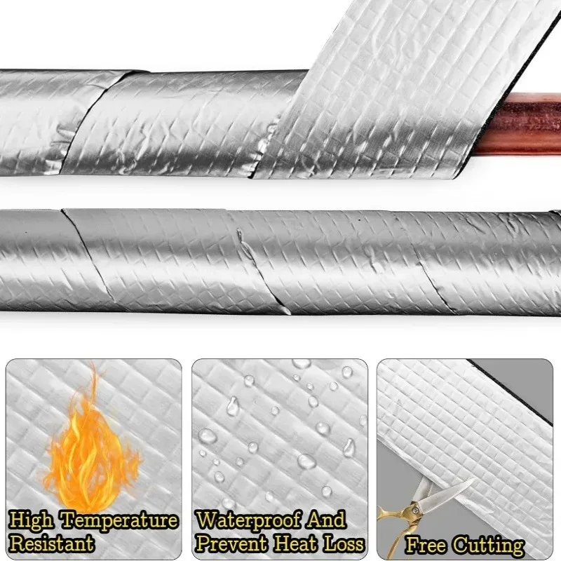 10M Insulation Pipe Tape Winter Antifreeze Protection Foam Foil Water Pipe Wraps Outdoor Indoor Self-adhesive Pipes Tapes Sleeve