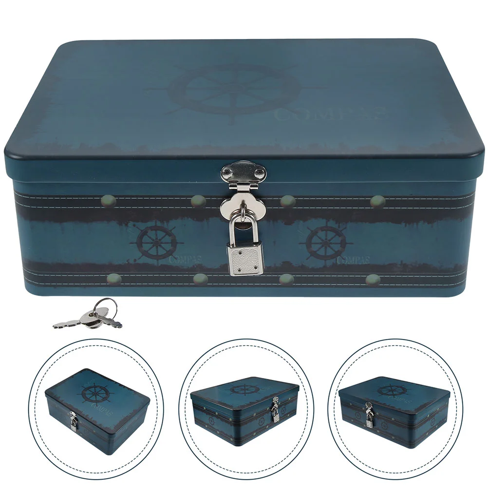 Storage Box Tin Case Tinplate Jewelry Container Bin Medicine Desktop Boxes with Lock Earrings Necklace Bracelets Box for Women