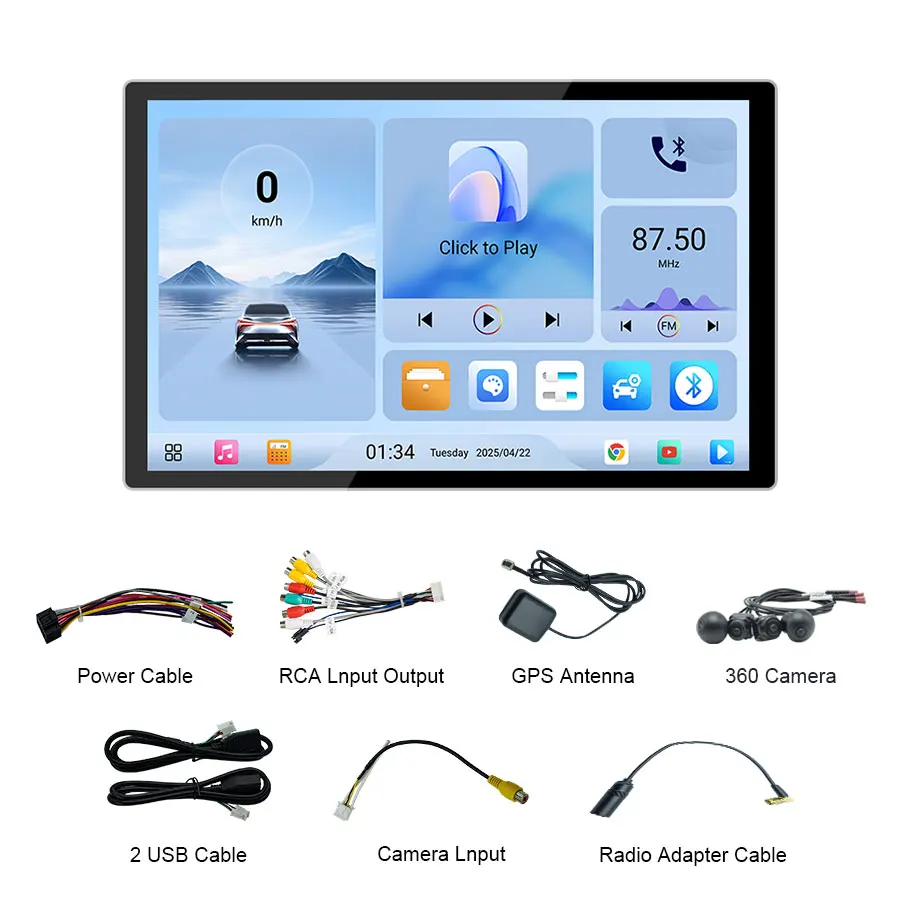 13.1 Inch Qualcomm Android 13 Fast Boot Android Auto CarPlay GPS Navi 2K Automotive Audio Car Accessories With 360 Cameras