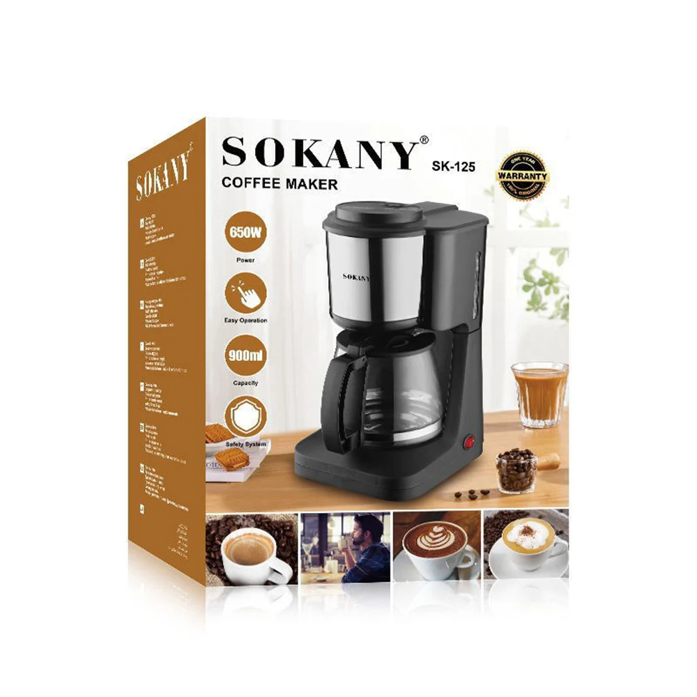 Macchina per caffè americano SK125, pentola antigoccia, riscaldamento rapido da 900 ml, facile da usare, base termostatica, tè domestico