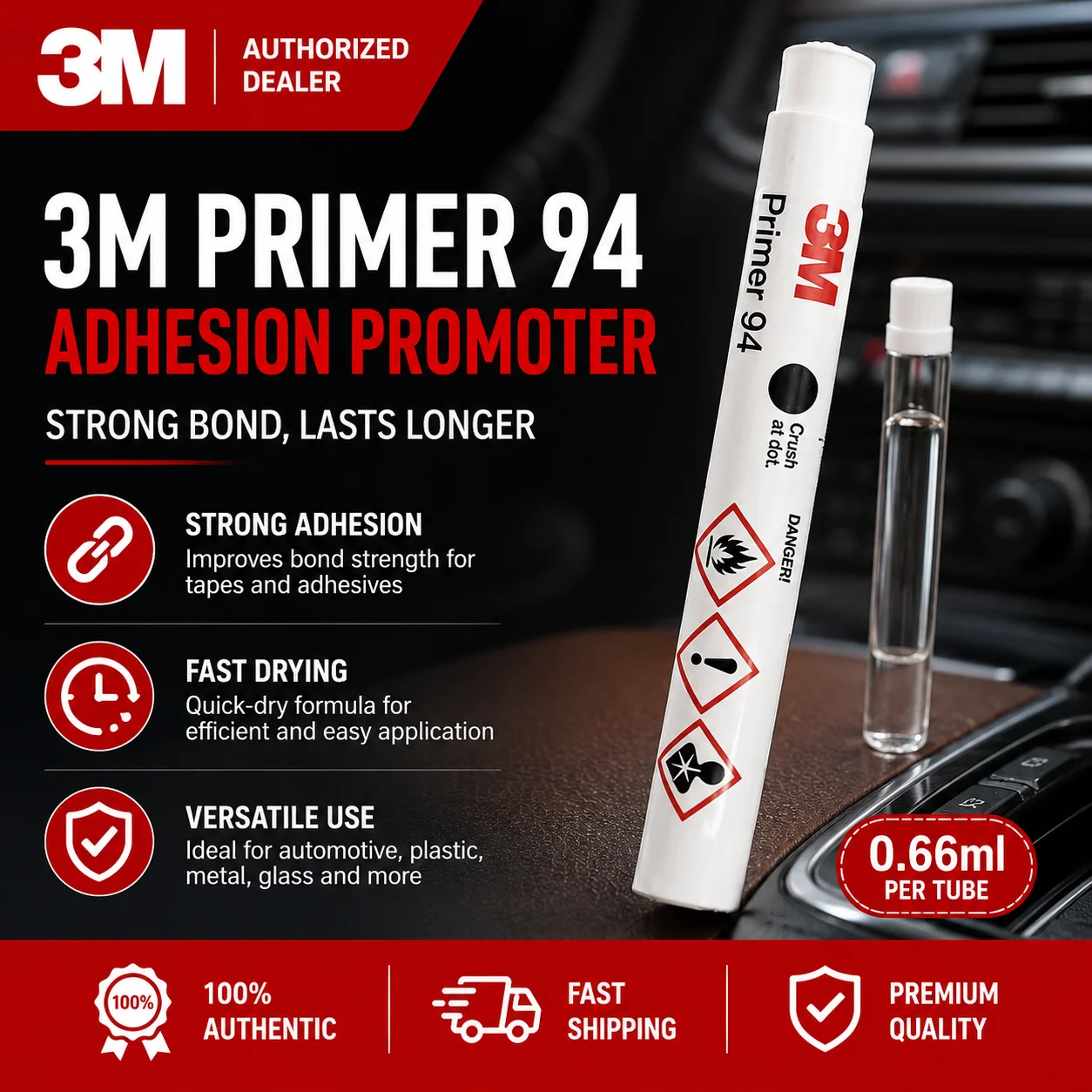 3M 94 Primer Pen Adhesive Primer for Vinyl Car Wrap Application Tool Scotch Tape Primer for Cars
