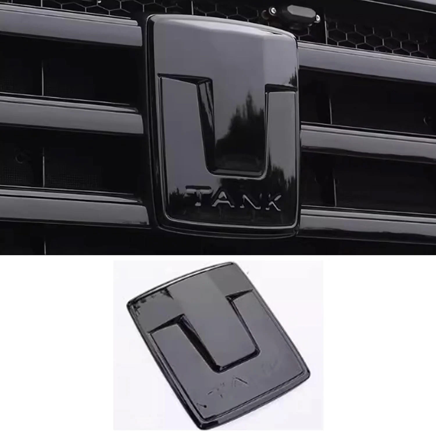 Tank 300 Front Logo Cover ABS Accessory, Sporty Black Finish, Scratch Protection, Perfect Fit for Tank 300, Car Accessories