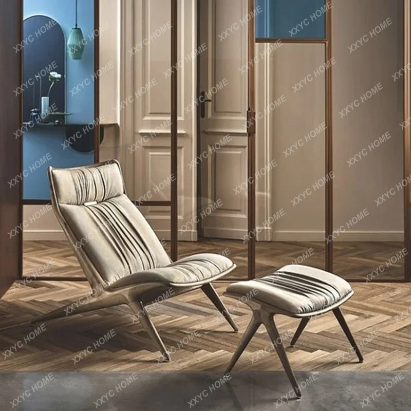 

QQDesigner Aurora Armrest Solid Wood Leisure Chair Living Room Creative Nordic Single Chair Soft Bag Half Lounge Chair