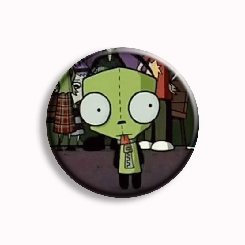 Alien ET Green Invader ZIM Cartoon Button Pin GIR Dog Kawaii Anime Brooch Badge Bag Coat Decor Fans Collect Friend Gift