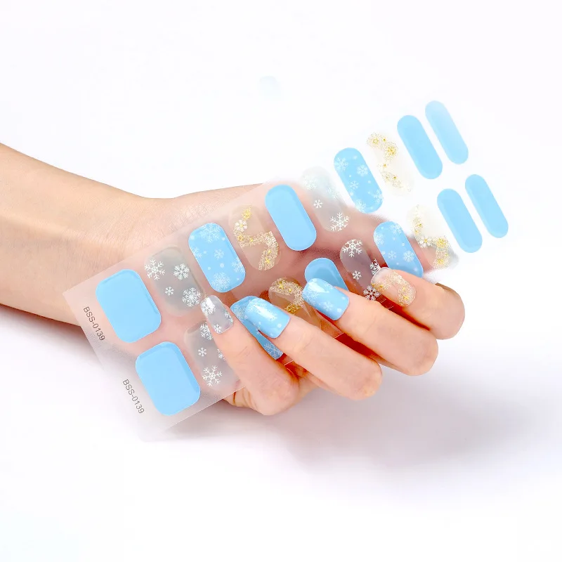 20 Tips Gel Nail Stickers 3D Semi-cured  Nail Phototherapy Baking  Full Cover Long Lasting Nail Art Decorations