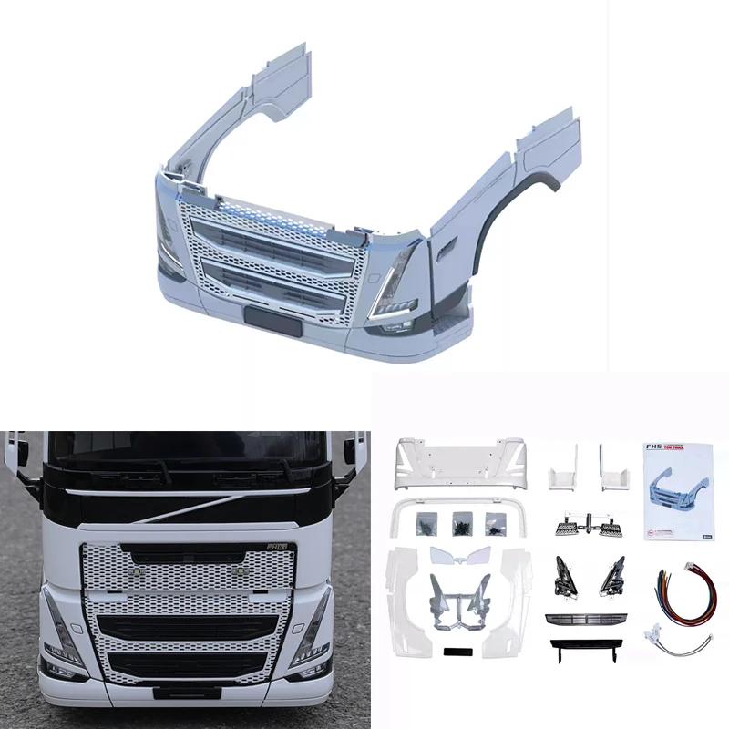 New Front Face Kit Assembly Including Headlight Module Front Bumper Chin for 1/14 Tamiya RC Truck Trailer Volvo FH16 750-FH5 DIY
