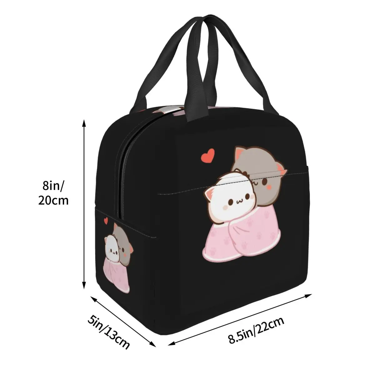 Peach And Goma Cuddling Mochi Peach Cat Insulated Lunch Bag for Women Children Portable Food Boxes Thermal Lunch Box Tote