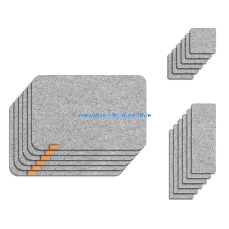 E1PC Thermal Insulation Felt Placemats Coasters Set of 6 Efficient Kitchens Mats