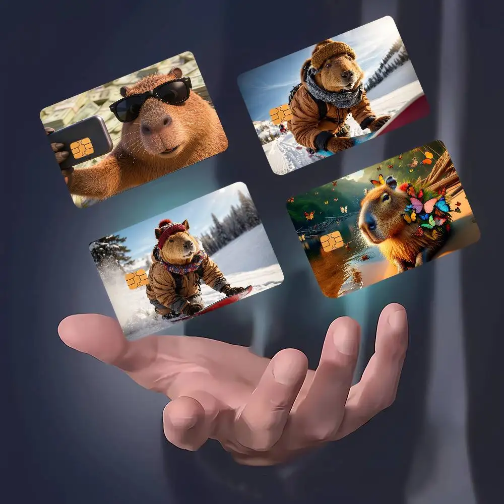 Capybara Cute Cartoon Perfect Gift Ide Merch Layout Cover Credit Card Stickers Distinctive Design
