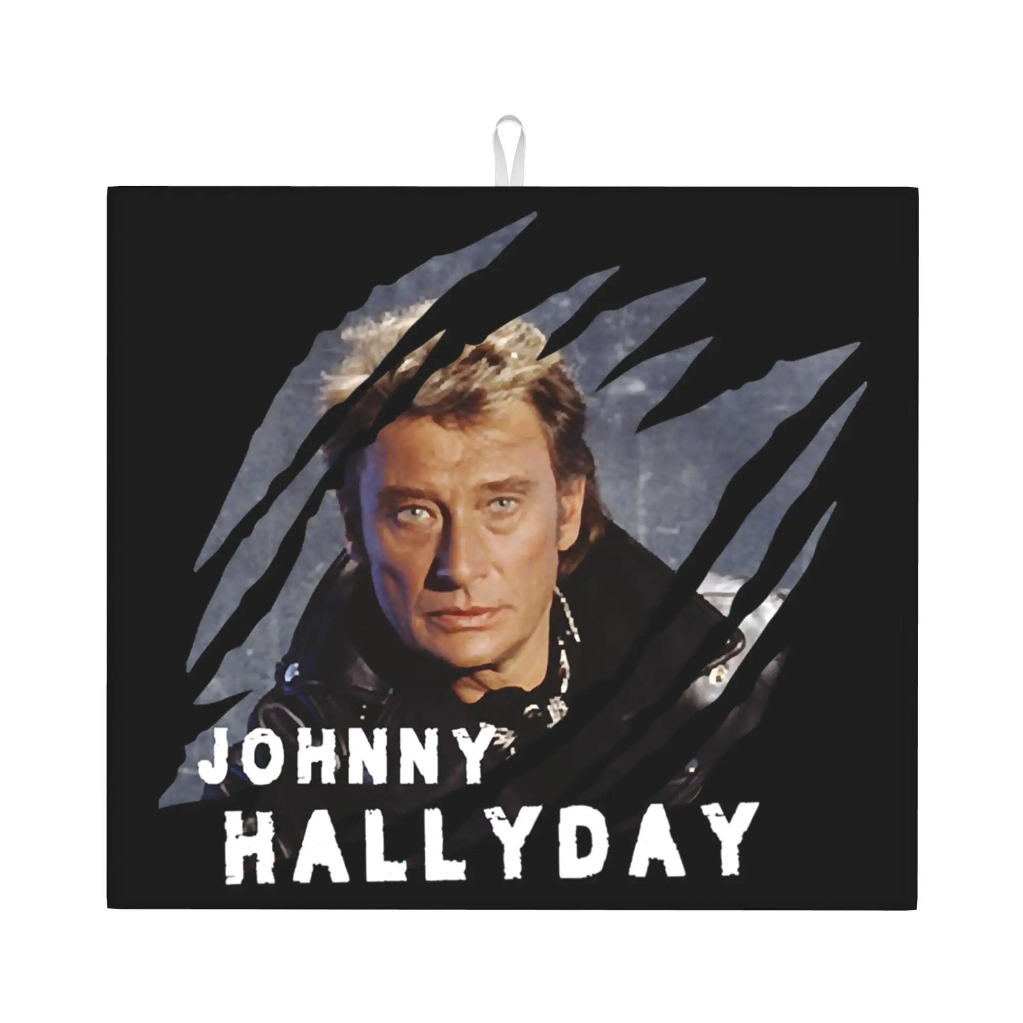 Drying Mat For Kitchen Johnny Hallyday French Rock Singer Barware Tableware Oil Proof Reusable  Washable Kitchen Sink Drying Pad