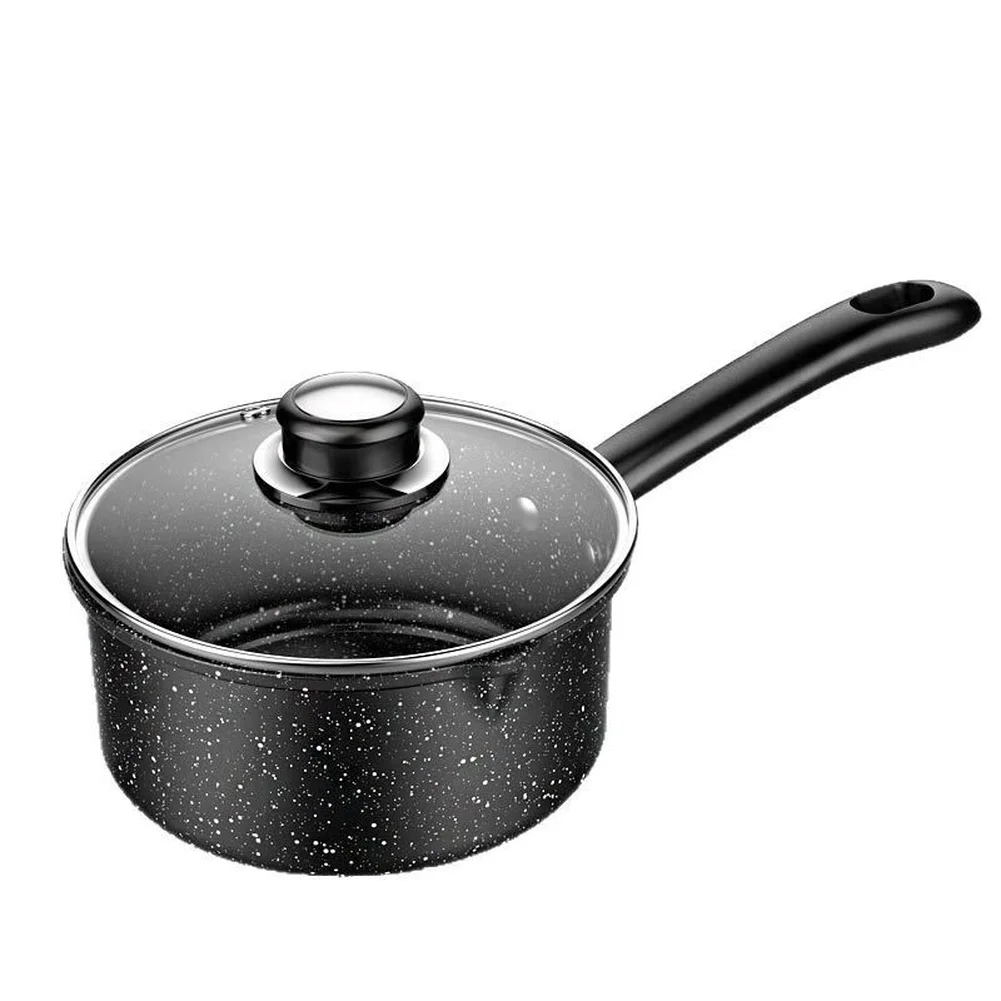 Picture 3: Iron-Based Milk Pot with Non-stick Stone Coating and Heat-Resistant Glass Lid for Everyday Kitchen For Cooking