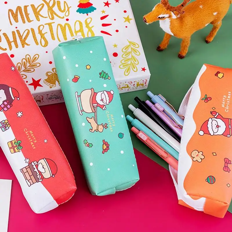 Large Capacity Pencil Case Christmas Cartoon Big Capacity Cute Pencil Case Pencil Organizer Stationery Storage Bag For Teens