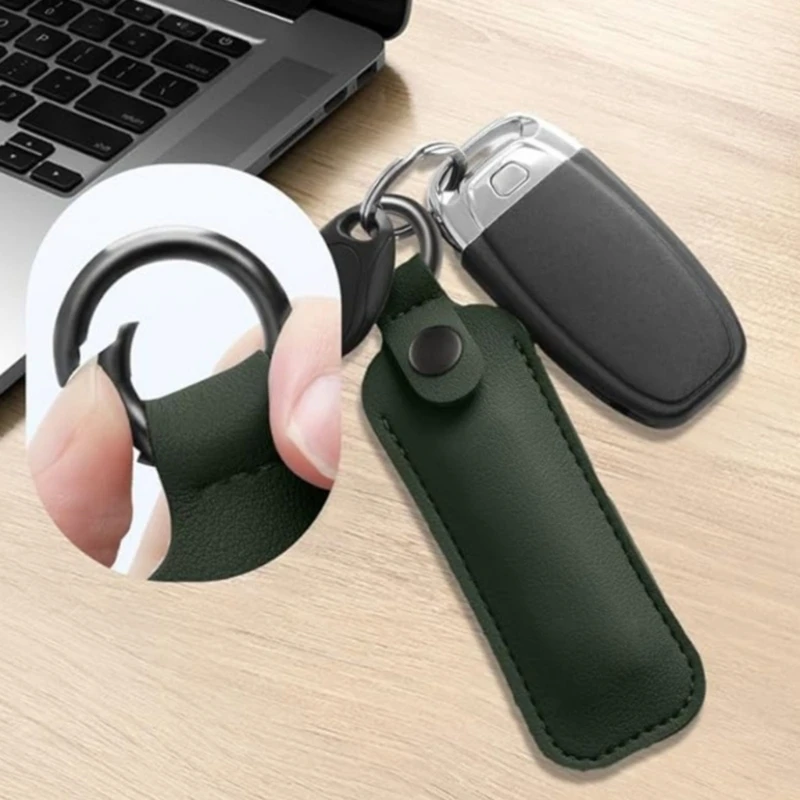 U55B Lightweight PU Leather Flash Drive Case Metal Closure Keyring Attachment Data Protector