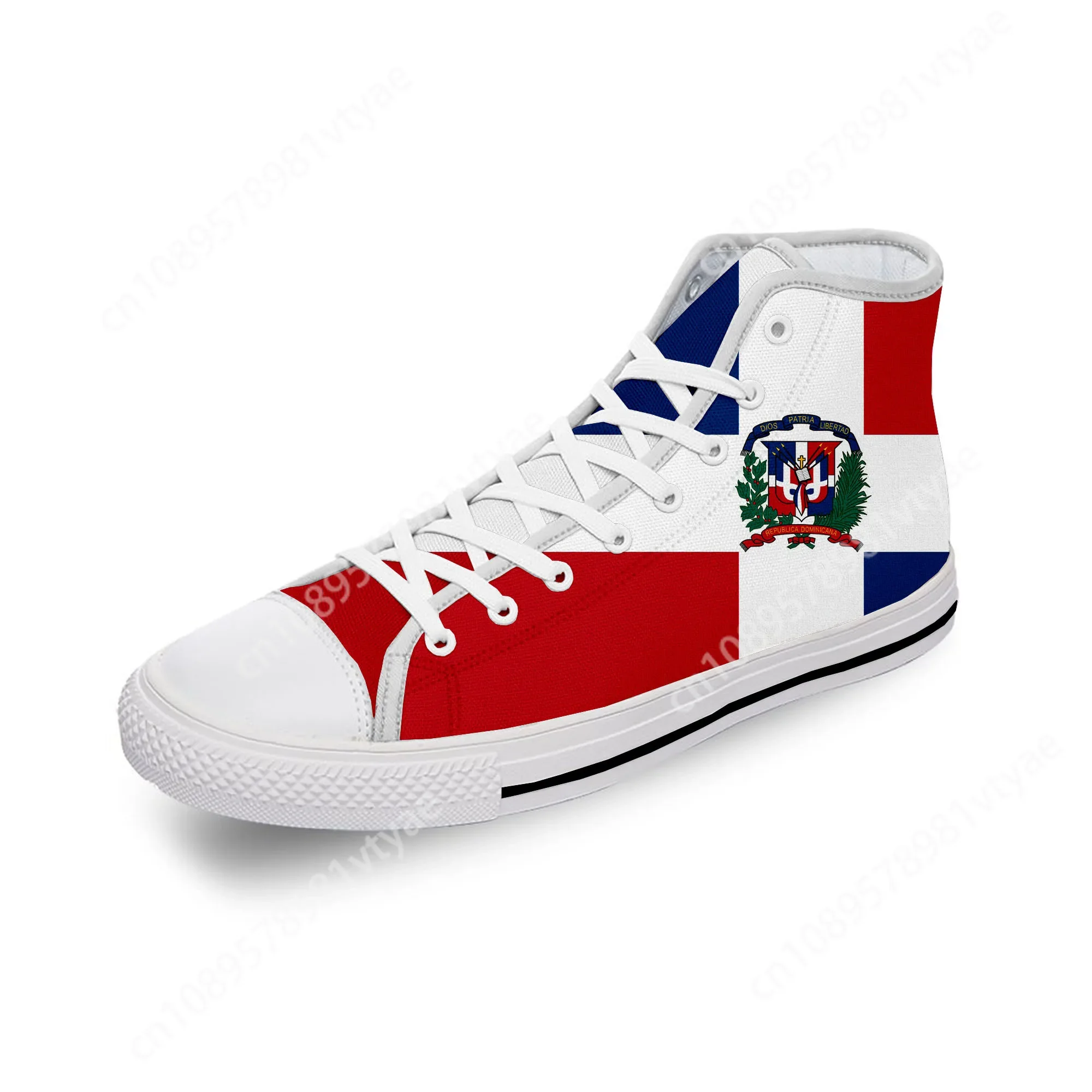 Dominican Republic Pride Flag Patriotic White Cloth 3D Print High Top Canvas Shoes Men Women Lightweight Breathable Sneakers