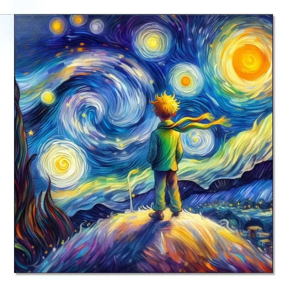

Oil Painting By Number The Little Prince Starry Sky Home Decoration Painting Wall Bedroom Room Decor Gift Frameless