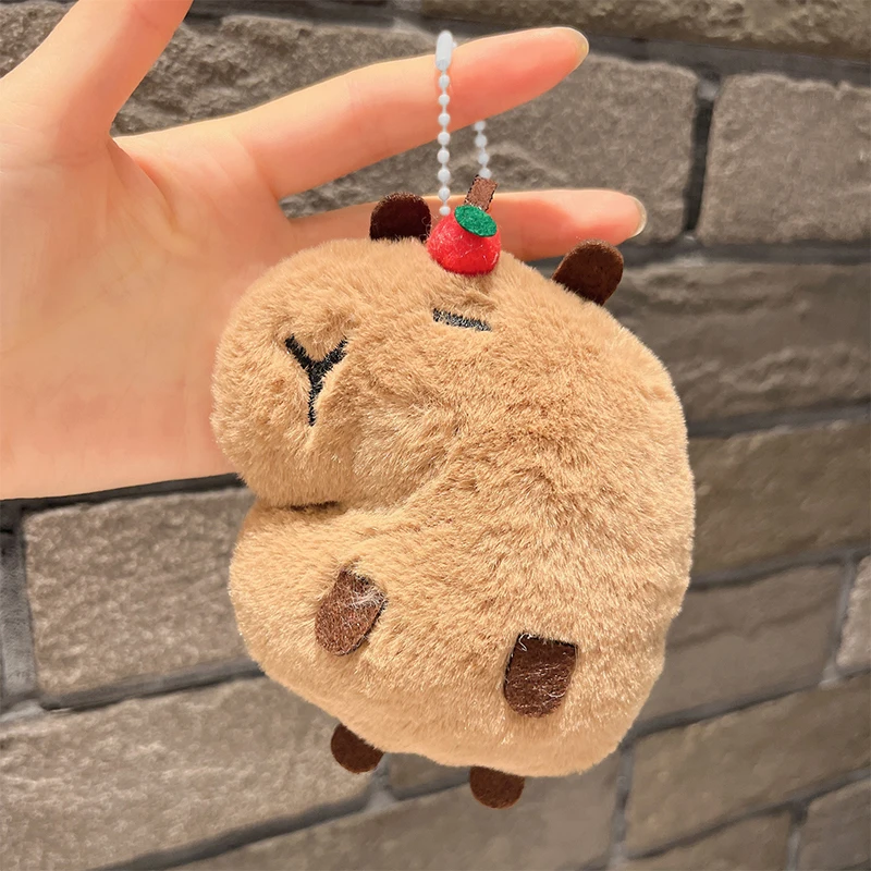 Criativo macio animal de pelúcia capivara boneca de pelúcia brinquedo rangido saco dos desenhos animados pingente chaveiro mochila saco do carro chaveiro