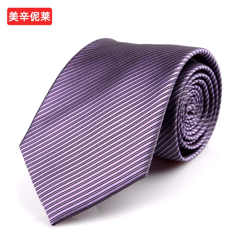 

8cm Fashion Casual Black Tie Men Business Wedding Polyester Silk Tie Plain Dark Stripe Ties Elegant Mens Ties Luxury Men's Tie