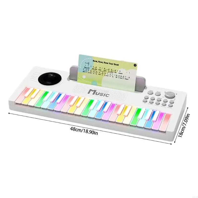 Children's Electronic Keyboard Toy with Light-Guided Keys, 22 Instrument Sounds, Recording, Rhythm, and DJ-Effect Controls A2UB
