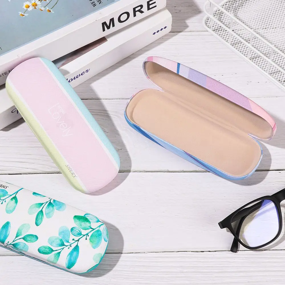 Fashionable Portable Glasses Case Small Fresh Leather Compression Storage Box Portable Mini Travel Holder Glasses Storage Case