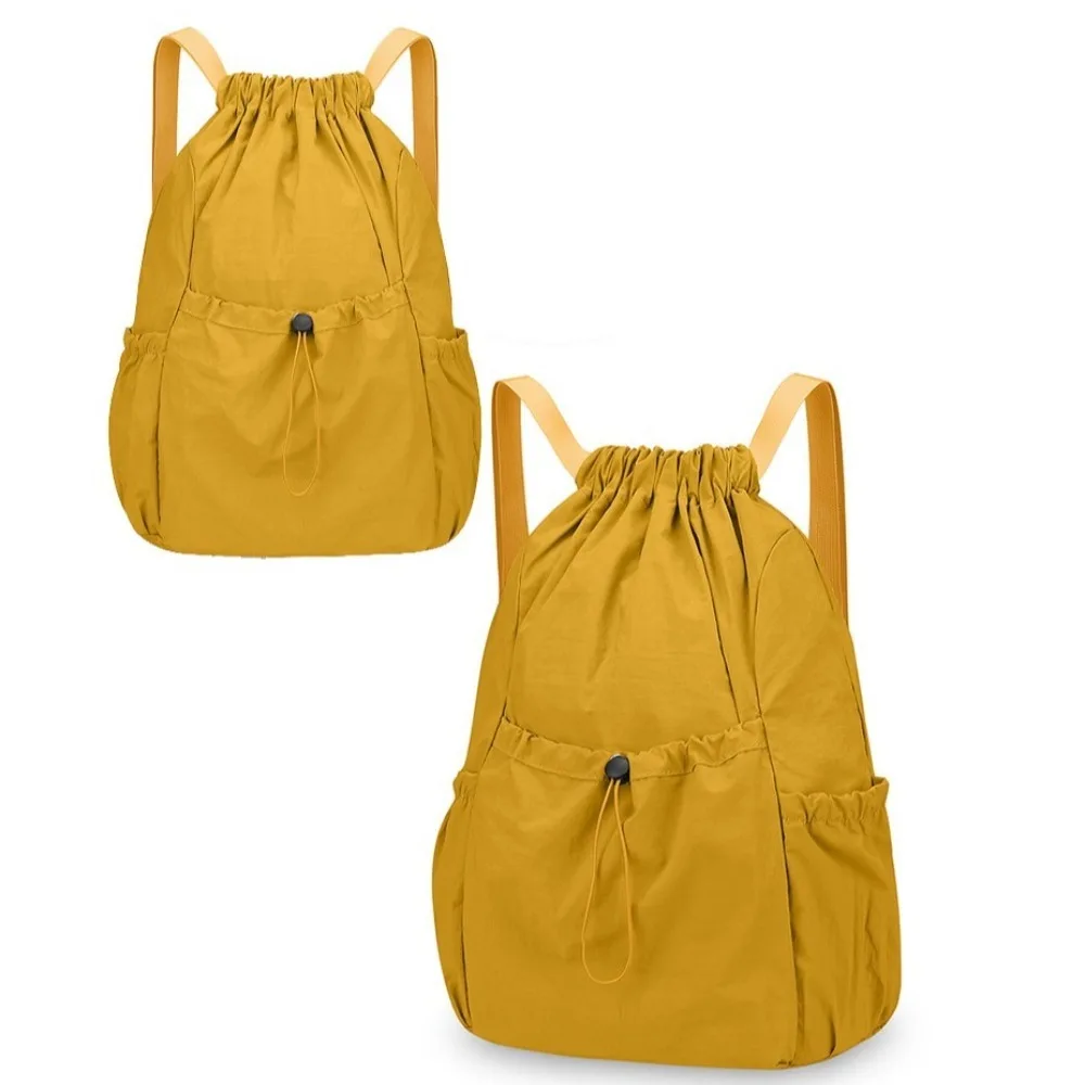 

Simple Solid Color Travel Backpack Korean Style Nylon Drawstring Backpack Lightweight Large Capacity Student Schoolbag Men