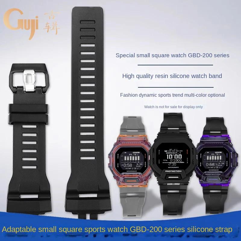 GBD-200 Net Mans bracelet  For Casio Small Square GBD-200SM GBD-200 Cat Rubber Silicone Watch Strap Men's Watchband waterproof B