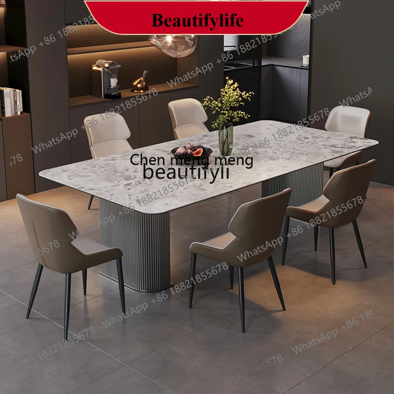 

z183 Dining table and chairs high-end Italian light luxury household rectangular high-end dining table