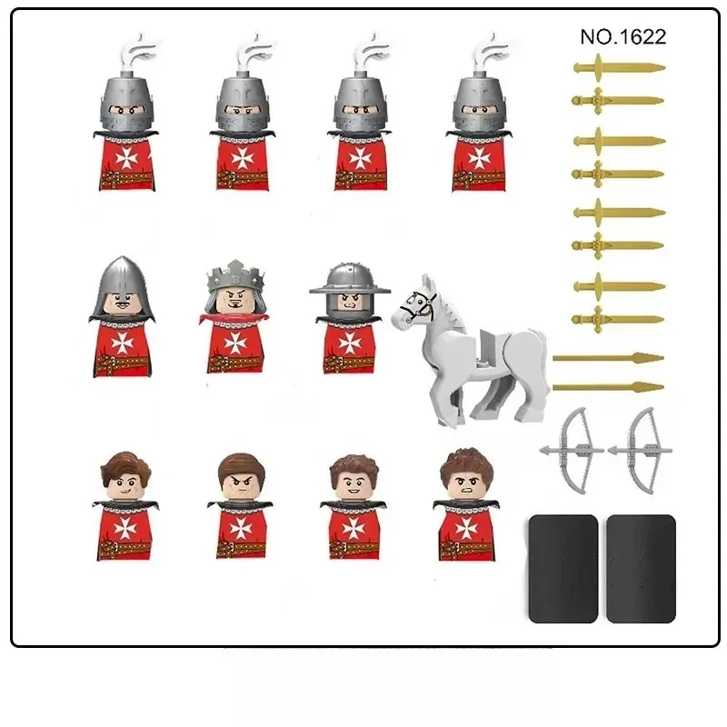 Medieval Europe Military Figures Building Blocks Roman Warriors Soldiers Castle Knights King Guards Skeleton Legion Bricks