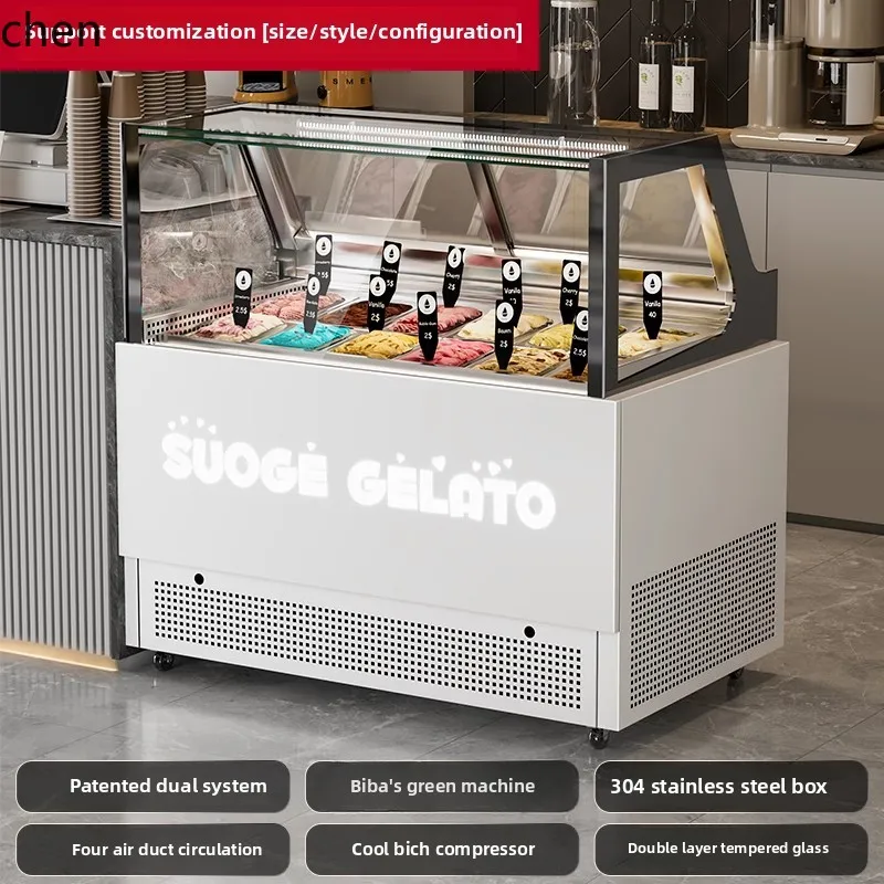 ตู้โชว์ไอศกรีม ZML ตู้แช่แข็งระบายความร้อนด้วยอากาศเชิงพาณิชย์ ตู้แช่แข็งอุณหภูมิต่ําไอศกรีมทํามือ