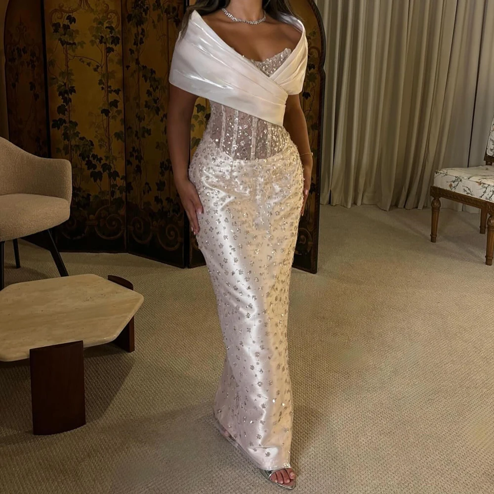 Sukienki wieczorowe na zamówienie, proste, do ziemi, z odkrytymi ramionami, bez rękawów, suknie balowe, prosta moda, kryształowe plisy, sukienki na przyjęcie.