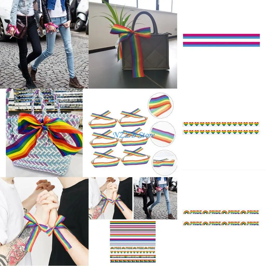 

T21F 2pcsEye Catching Rainbow Pennant Garlands Unisex Friendship Jewelry Wrist Straps