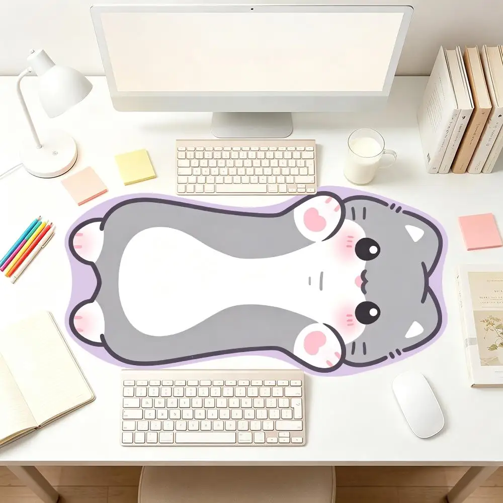 Cute White Tiger Kitten Special Contour Large Size Mousepad for Laptop And Desktop Office Mat    Anti-slip PC Desk mouse  pad