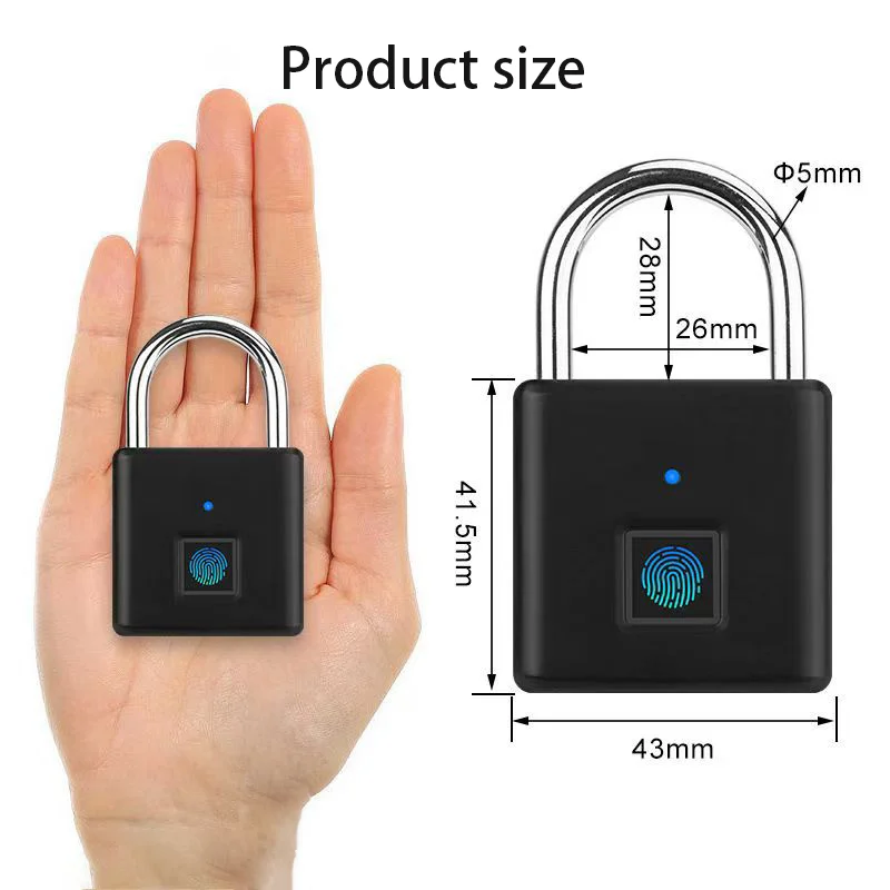 Fingerprint Padlock Anti-theft Waterproof USB Portable Smart Portable Digit  Keyless Security Lock Charging Outdoor Waterproof