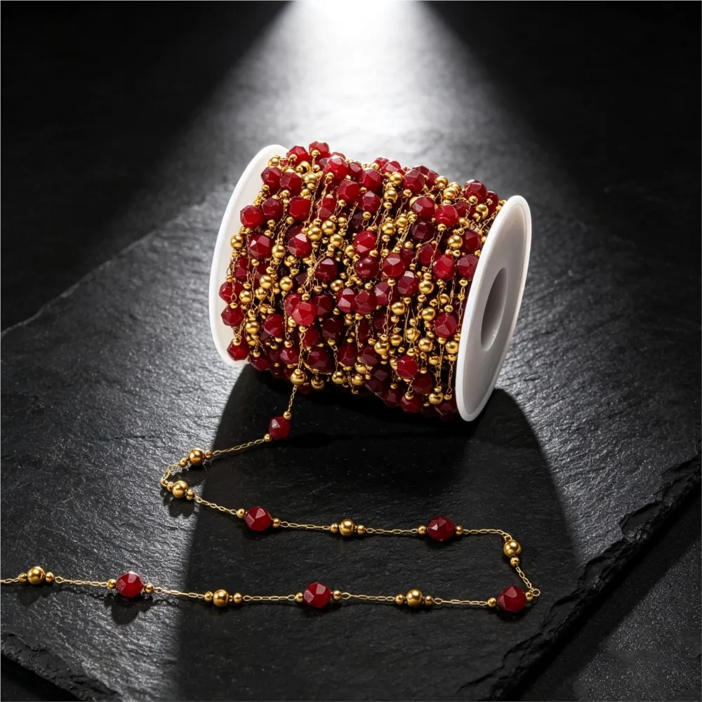 1 Meter Stainless Steel Irregular Stone Beaded Chains For DIY Boho Necklaces Handmade Bracelets Jewelry Making Supplies Crafts