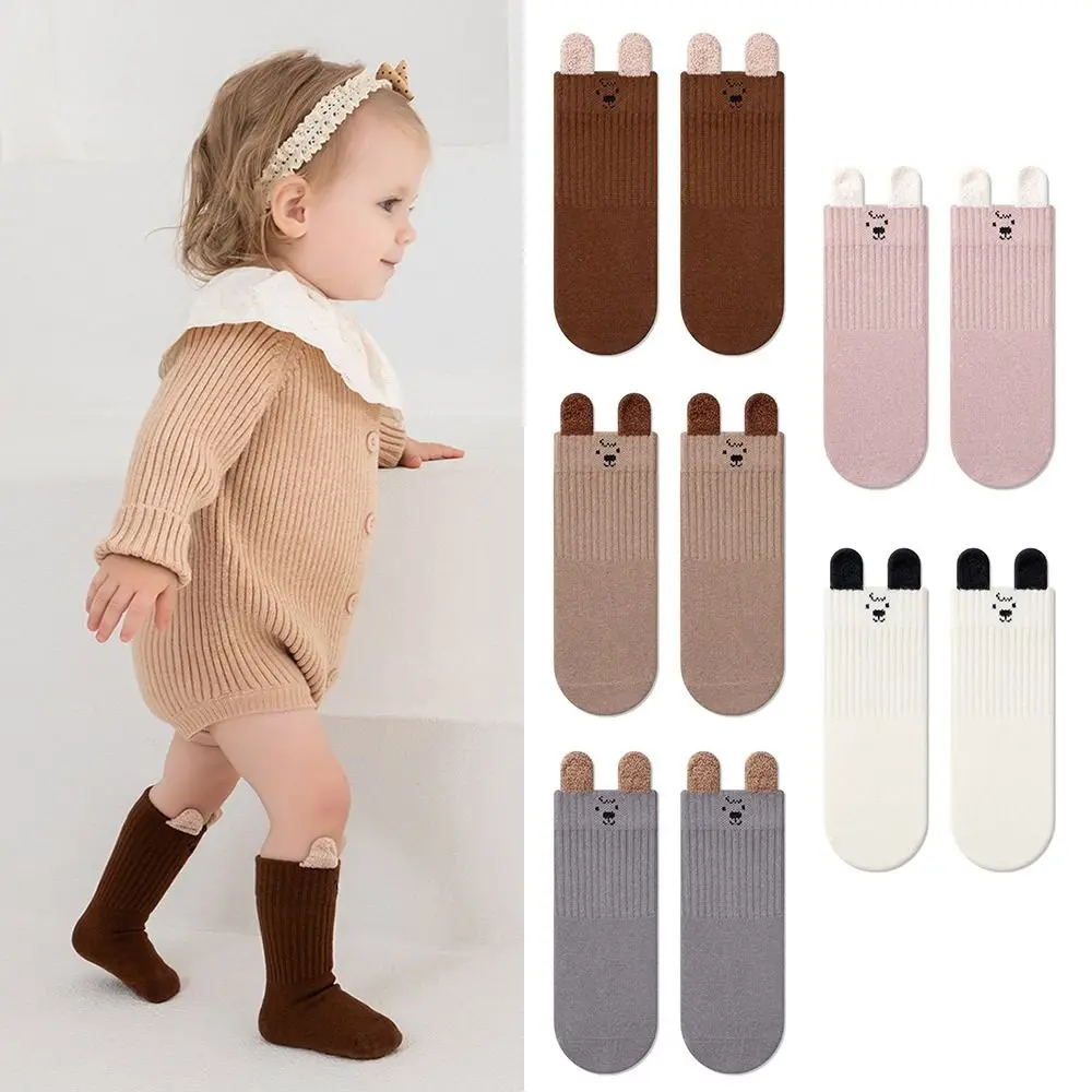 Cute 1-3Years Cute Kids Socks Soft Cotton Children's Calf Sock Warm Cartoon Pile Socks Autumn Winter Season