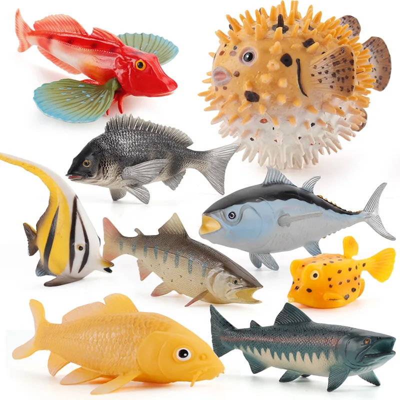 Simulation Of Solid Freshwater Fish Model Fun Kids Science Education Fairy Fish Salmon Tuna Aquarium Decorative Ornaments Toys