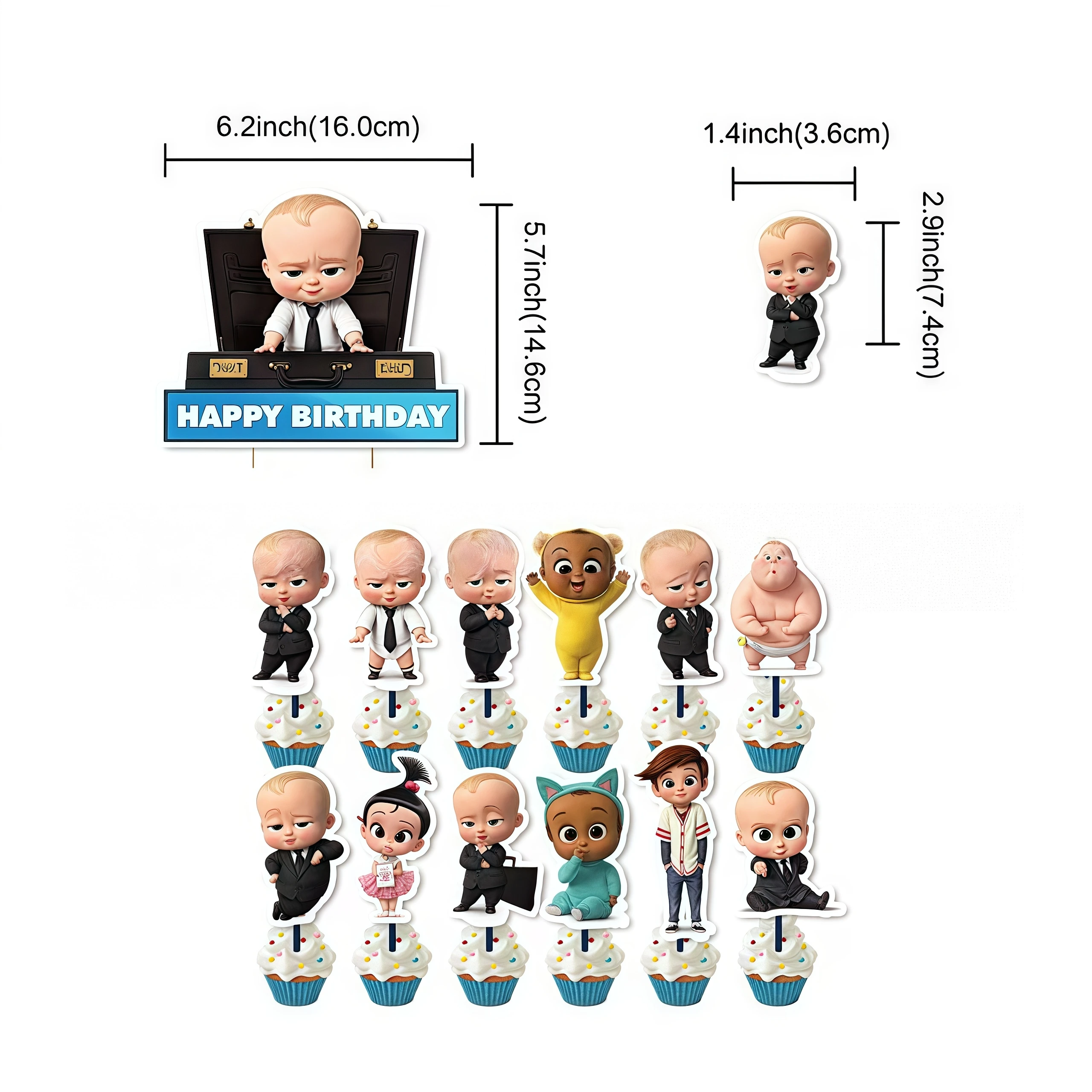 Bossed Baby Cartoon Geburtstagsparty Dekoration Einweggeschirr-Set Teller Becher Ballon-Set Kinder Baby-Shower Zubehör Geschenk
