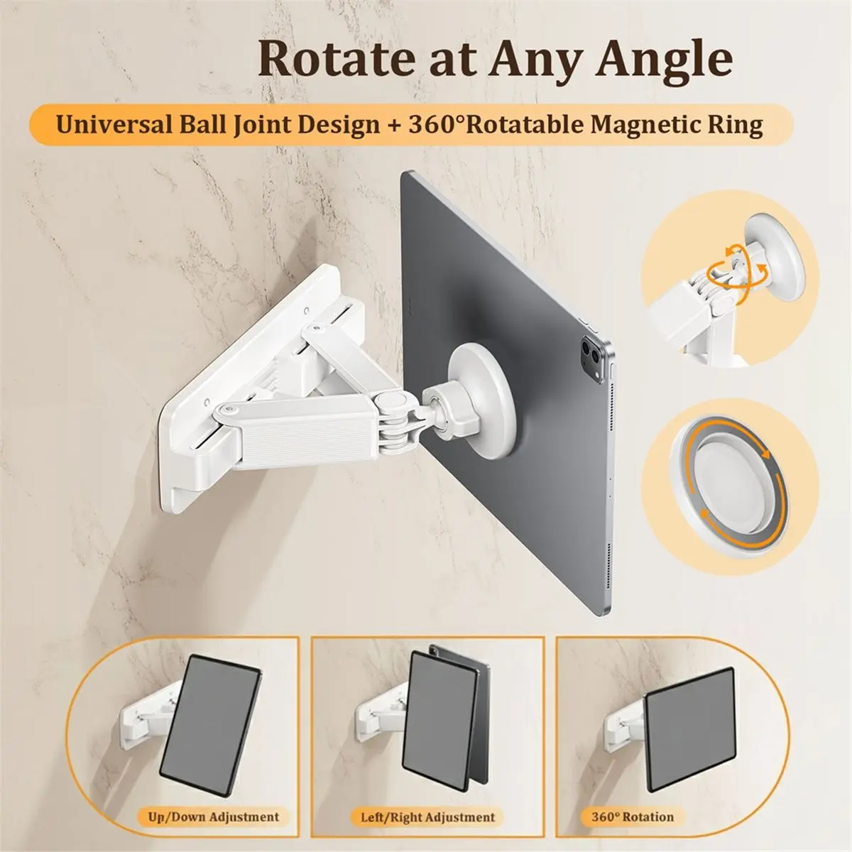 Magnetic Wall Mount for 360°Rotation Adjustable Universal Tablet Stand Holder for ,Galaxy Tab,