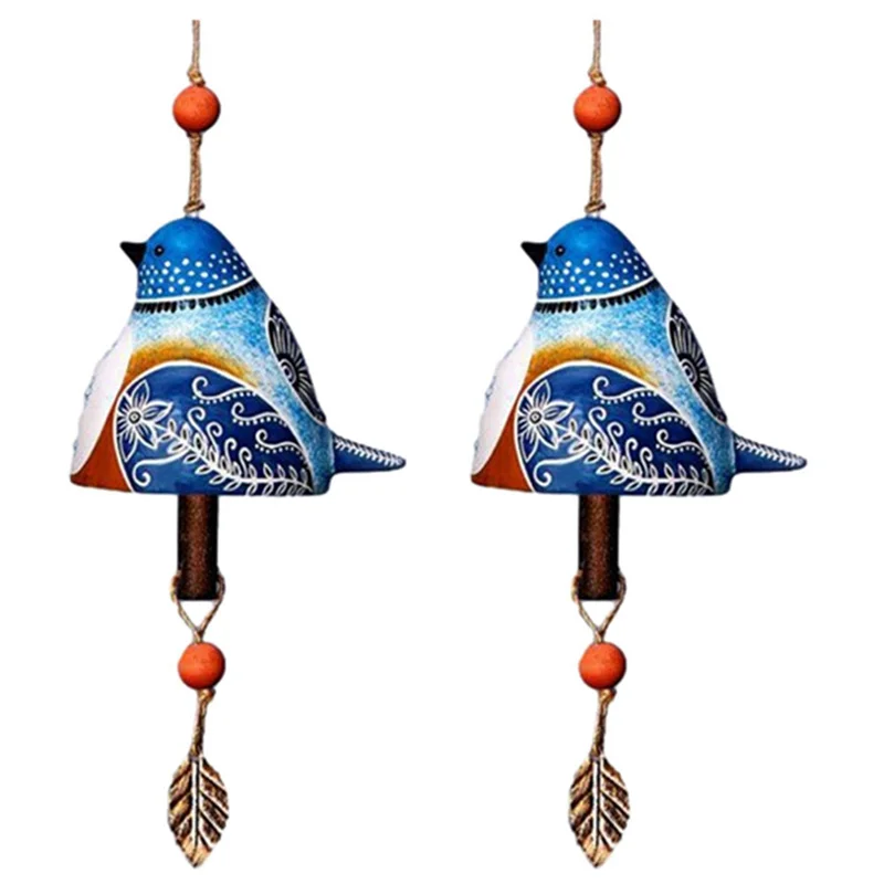 

ABXF-2X Bird Song Bell Garden Decoration,Hanging Rustic Wind Chime, Pendant Metal Tube Bell Door Bell Pendant A