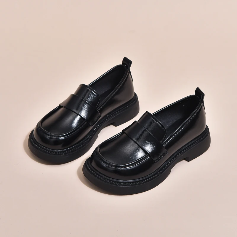 Classic Children Leather Shoes Platform Black Girls Uniform Shoes Non-slip Breathable Kids Princess School Loafers Wedding Party