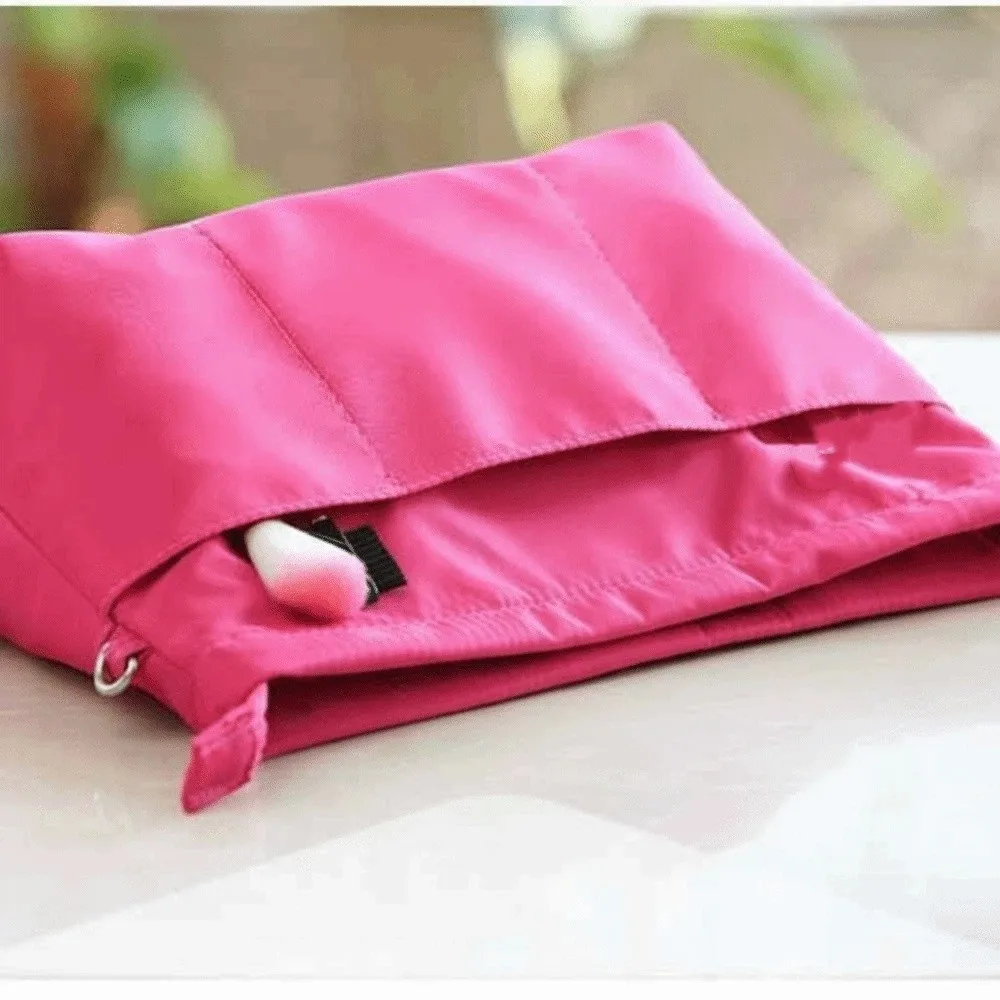Cosmetic Organizer Insert Bag Storage Bags Multifunctional Multi-Pocket Handbag with Zipper Solid Color Inner Bag