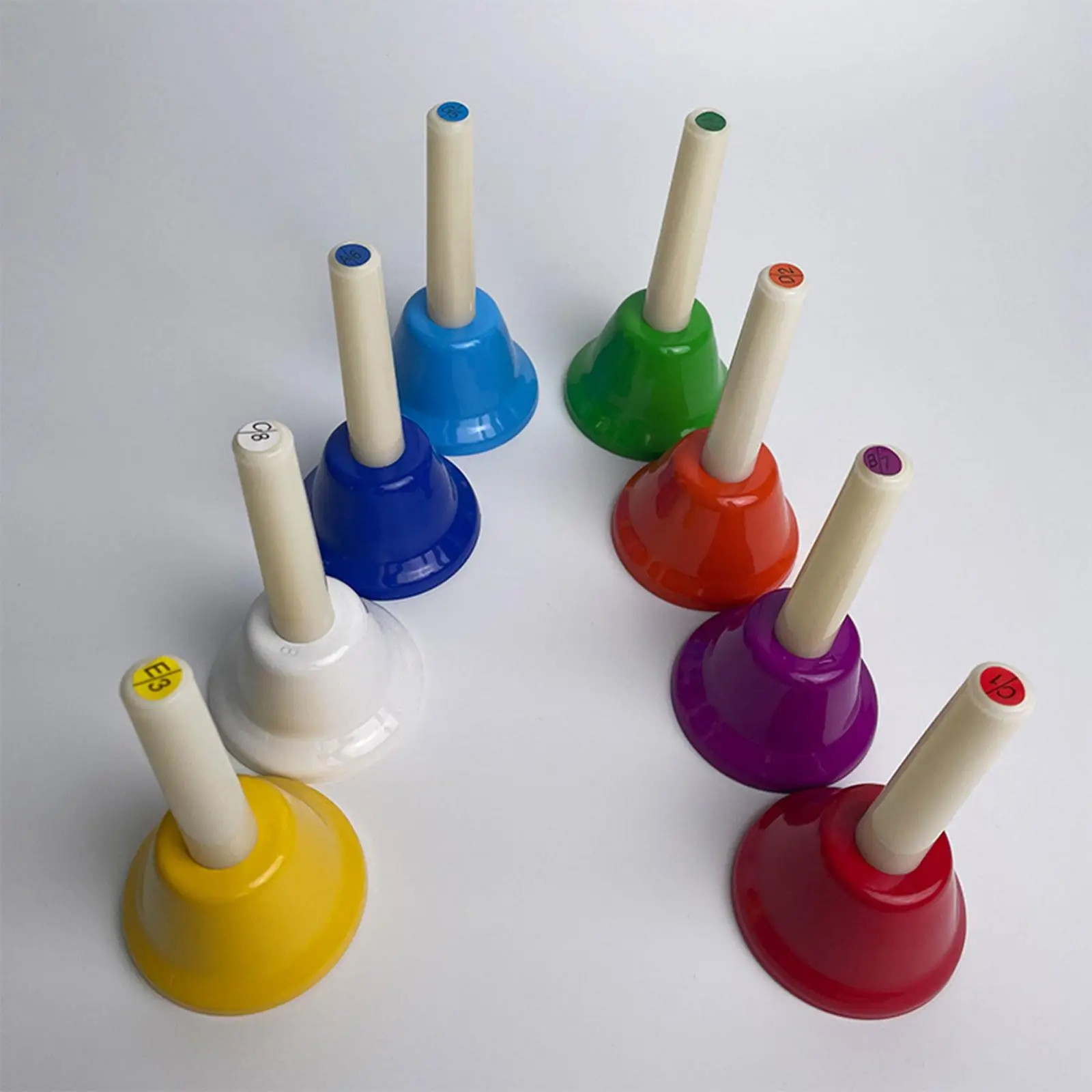 8x Hand Bells Handbells Musical Bells Colorful Handbells Musical Instrument for Wedding Kids Holiday Classroom Party Supplies