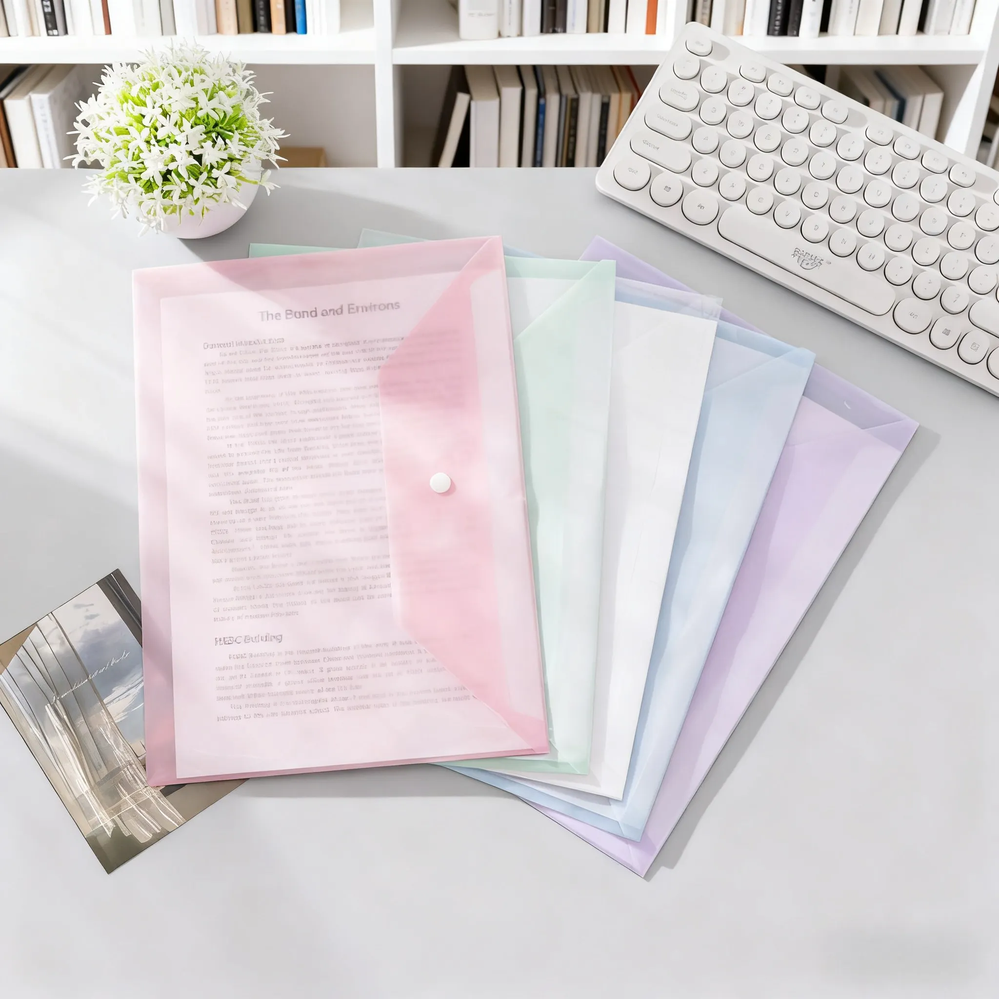Bolsa de arquivo Morandi Snap, estojo transparente A4 à prova d'água de alta qualidade, bolsa de armazenamento de plástico específica para exame, espessada e grande capacidade