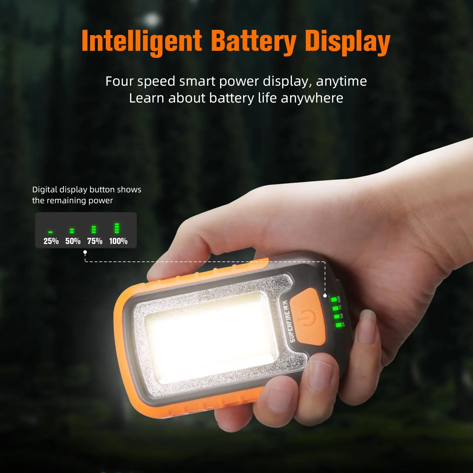 SUPERFIRE G21 LED Work Light COB flashlight with Power Bank Function USB Rechargeable Band Magnetic Car Repairing Camping Torch