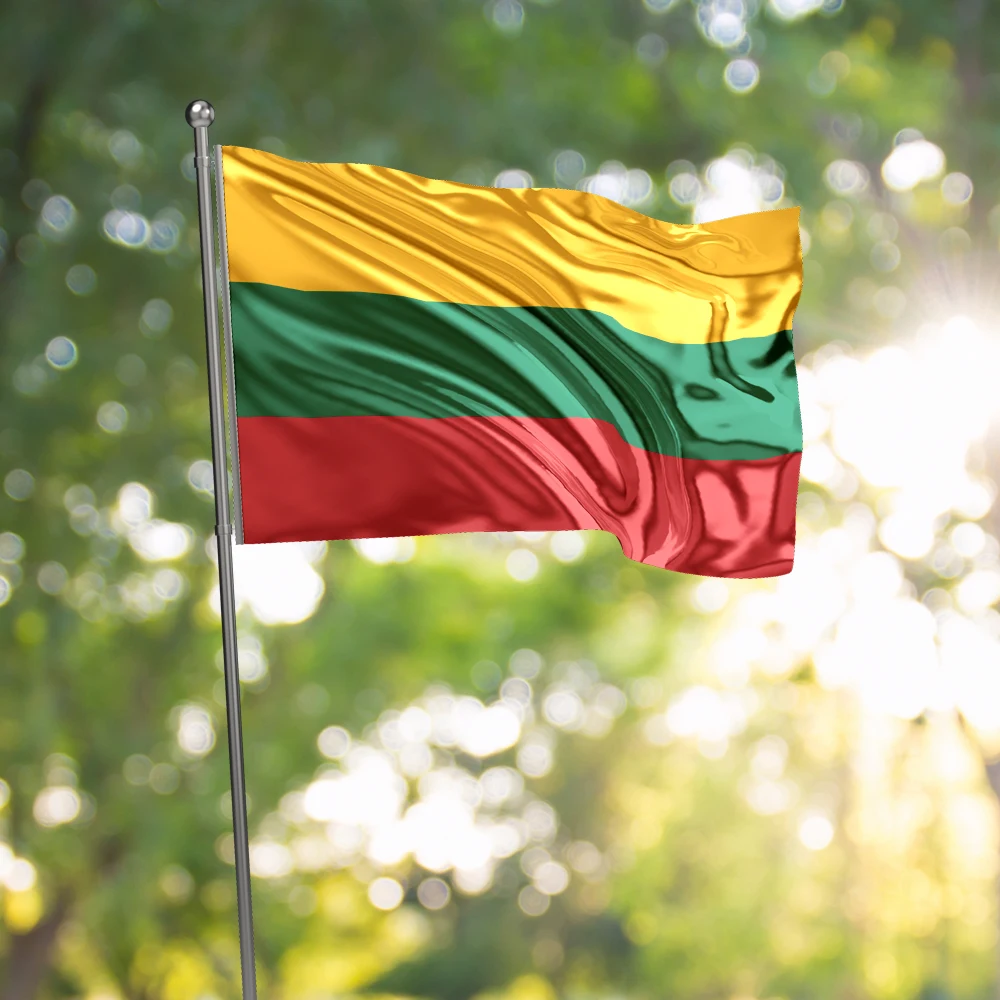 علم ليتوانيا مقاس 3 × 5 أقدام بألوان زاهية وأعلام قماشية مقاومة للبهتان من البوليستر مع حلقات نحاسية مقاس 3 × 5 قدم #2