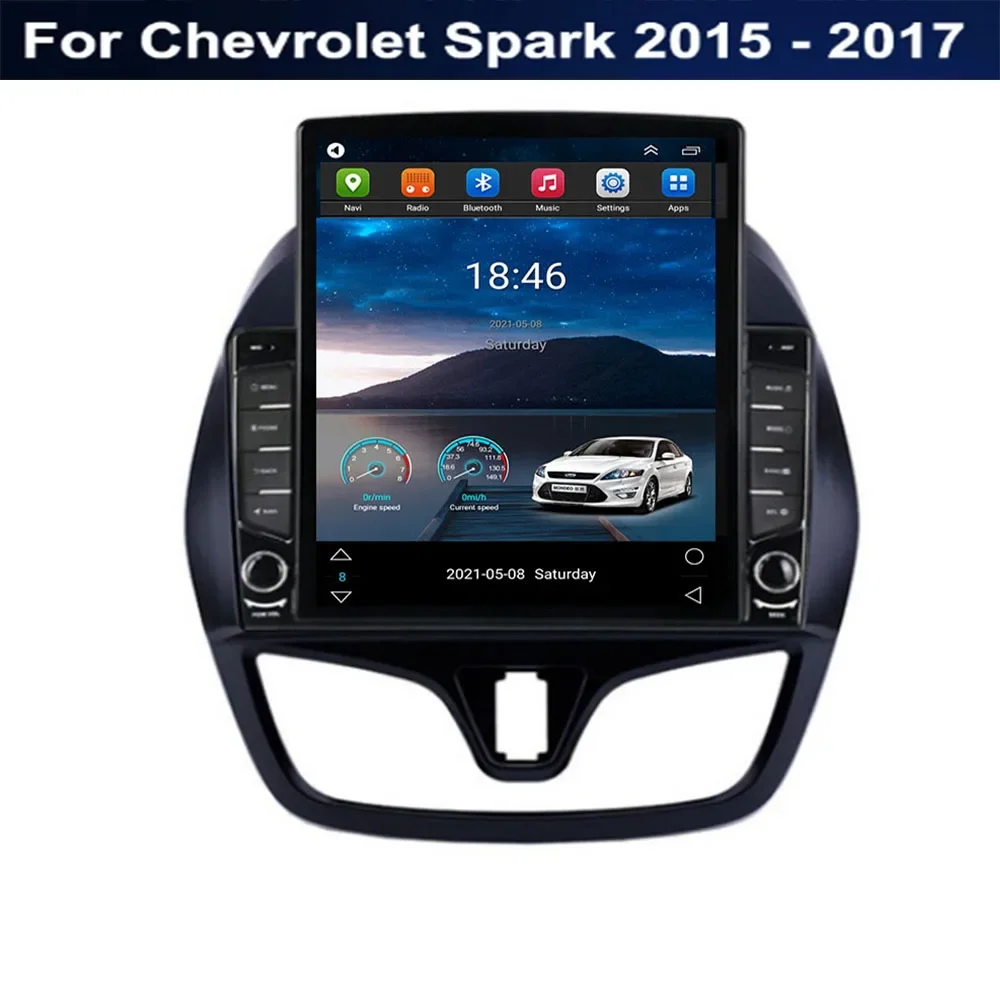 For Tesla Style 2Din Android 14 Car Radio For Chevrolet Spark 2015 2016 2017 Multimedia Video Player GPS Stereo Carplay DSP Cam